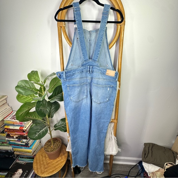 PAIGE Medium Wash Raw Hem Overalls sz 30 - Picture 4 of 8